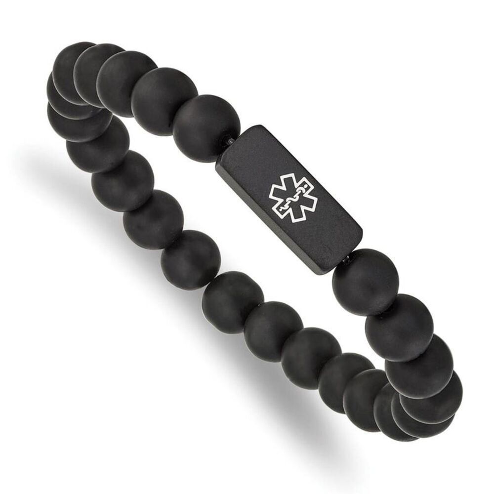 8.5mm BP Stainless Steel Agate Enamel Medical I.D. Stretch Bracelet